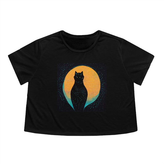 BLACK CAT SILHOUETTE CROP TOP