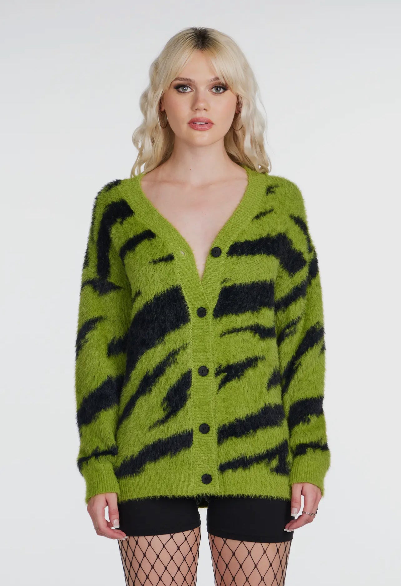 ELECTRIC LIME FUZZ CARDIGAN