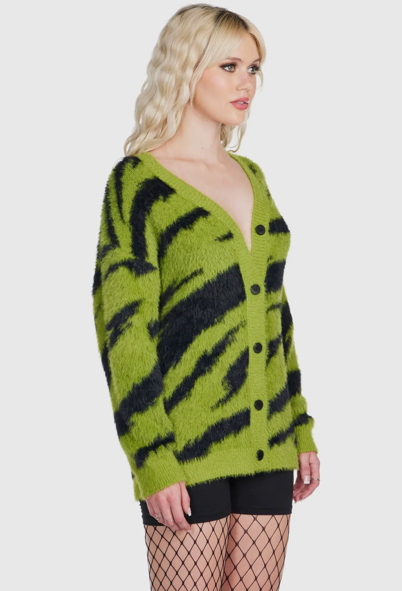 ELECTRIC LIME FUZZ CARDIGAN