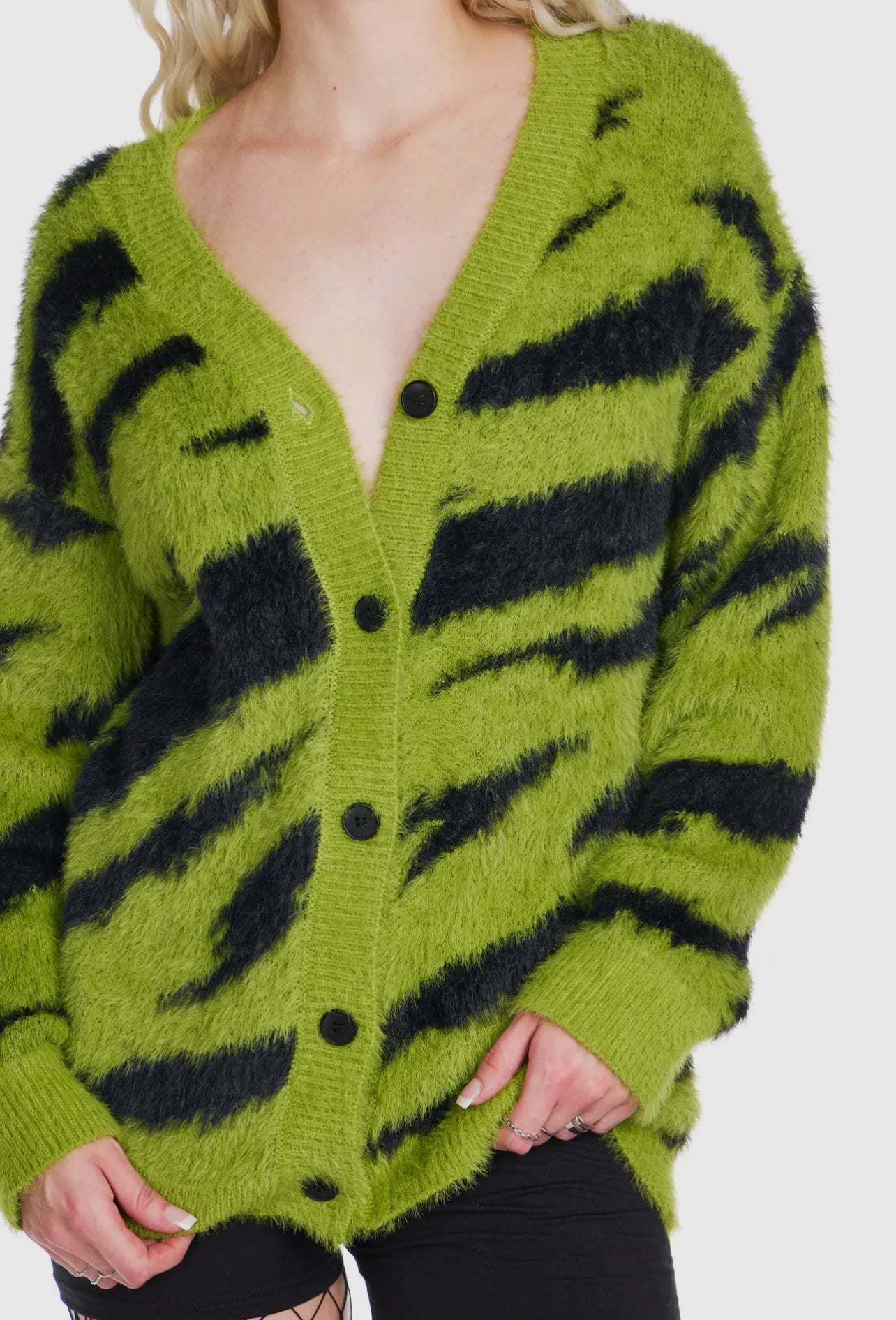 ELECTRIC LIME FUZZ CARDIGAN