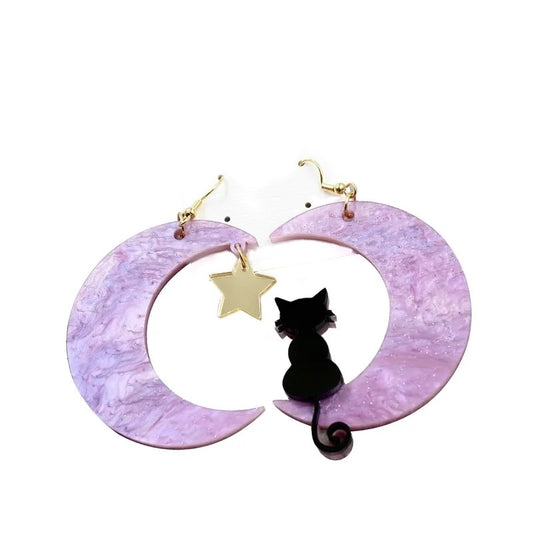 CAT MOON & STAR EARRINGS